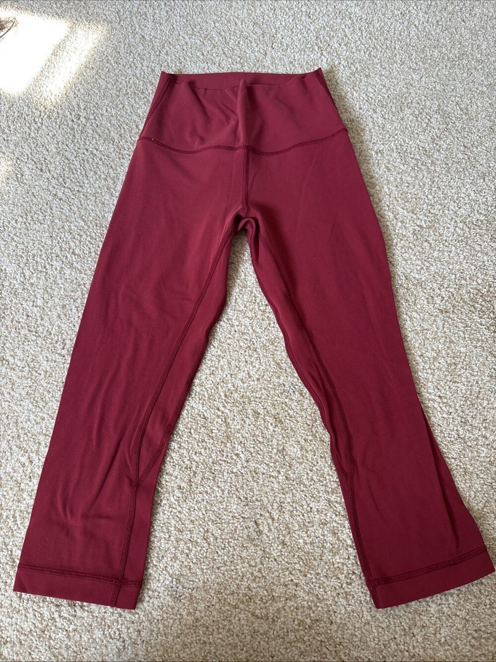Lululemon Brick Red Crop Leggings Brick Red gently worn stretchy comfortable
